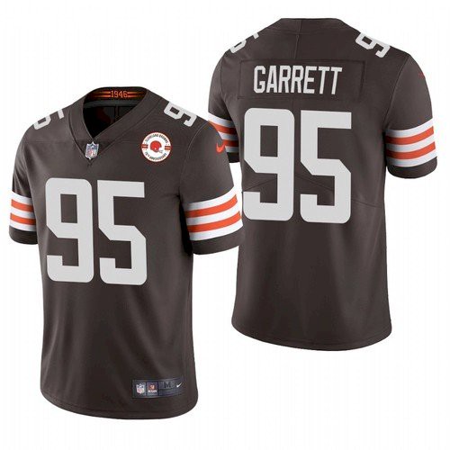 Men's Cleveland Browns #95 Myles Garrett 2021 Brown NFL 75th Anniversary Vapor Untouchable Limited Stitched Jersey