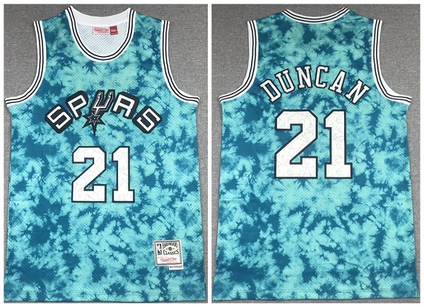 Men's Blue San Antonio Spurs #21 Tim Duncan Mitchell & Ness Throwback Stitched Jersey Men's Blue San Antonio Spurs #21 Tim Duncan Mitchell & Ness Throwback Stitched Jersey
