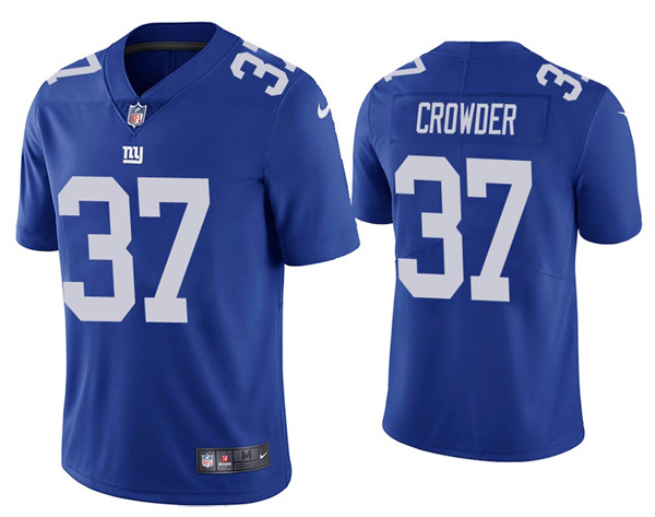 Men's New York Giants #37 Tae Crowder Blue Vapor Untouchable Limited Stitched Jersey