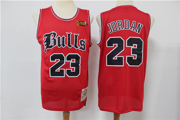 Men's Chicago Bulls #23 Michael Jordan Red Old English Faded Stitched Jersey
