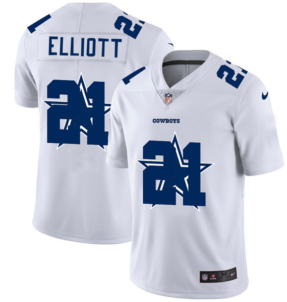 Men's Dallas Cowboys #21 Ezekiel Elliott White NFL Stitched Jersey