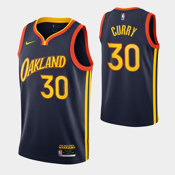 Men's Golden State Warriors #30 Stephen Curry Navy 2020-21 City Edition Stitched NBA Jersey