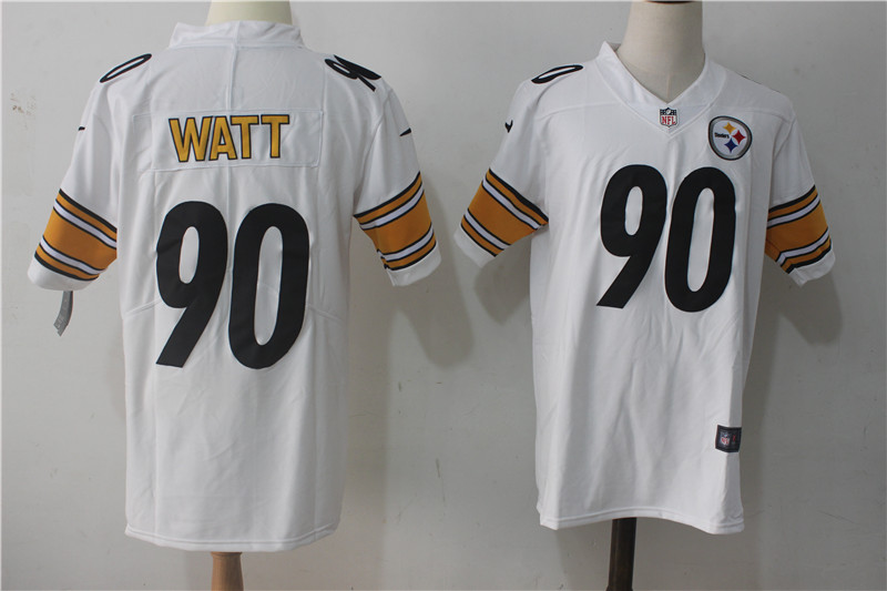 Men's Pittsburgh Steelers #90 T. J. Watt White Stitched NFL Vapor Untouchable Limited Jersey