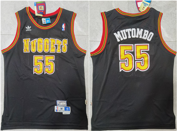 Men's Denver Nuggets #55 Dikembe Mutombo Black Throwback Stitched Jersey Men's Denver Nuggets #55 Dikembe Mutombo Black Throwback Stitched Jersey