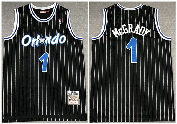 Men's Orlando Magic #1 Tracy McGrady 2003-04 Black NBA Stitched Jersey Men's Orlando Magic #1 Tracy McGrady 2003-04 Black NBA Stitched Jersey