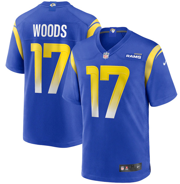 Men's Los Angeles Rams #17 Robert Woods NFL 2020 Royal Game Stitched Jersey