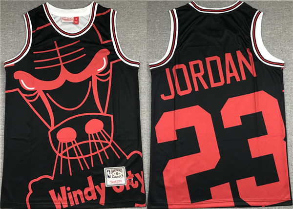 Men's Chicago Bulls #23 Michael Jordan Black Big Face Stitched Jersey Men's Chicago Bulls #23 Michael Jordan Black Big Face Stitched Jersey