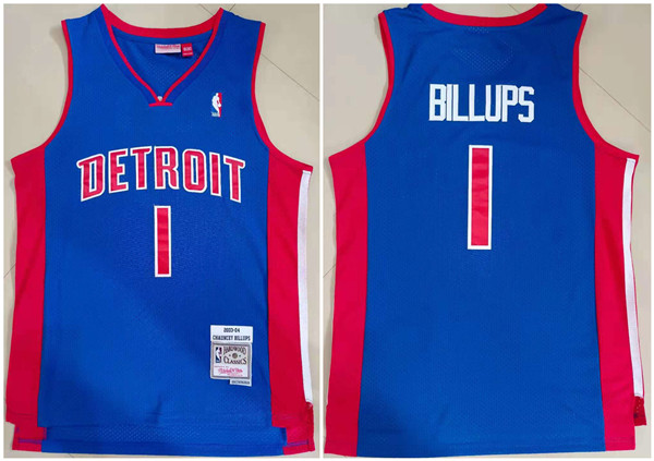 Men's Detroit Pistons #1 Chauncey Billups 2003-04 Blue Throwback Stitched Jersey Men's Detroit Pistons #1 Chauncey Billups 2003-04 Blue Throwback Stitched Jersey