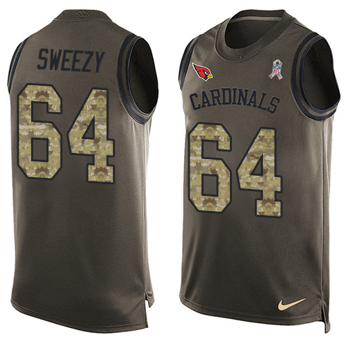 Nike Cardinals #64 J.R. Sweezy Green Men's Stitched NFL Limited Salute To Service Tank Top Jersey Nike Cardinals #64 J.R. Sweezy Green Men's Stitched NFL Limited Salute To Service Tank Top Jersey