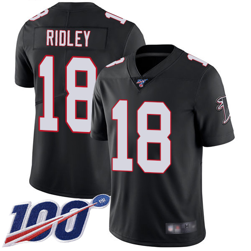 Nike Falcons #18 Calvin Ridley Black Alternate Men's Stitched NFL 100th Season Vapor Limited Jersey Nike Falcons #18 Calvin Ridley Black Alternate Men's Stitched NFL 100th Season Vapor Limited Jersey