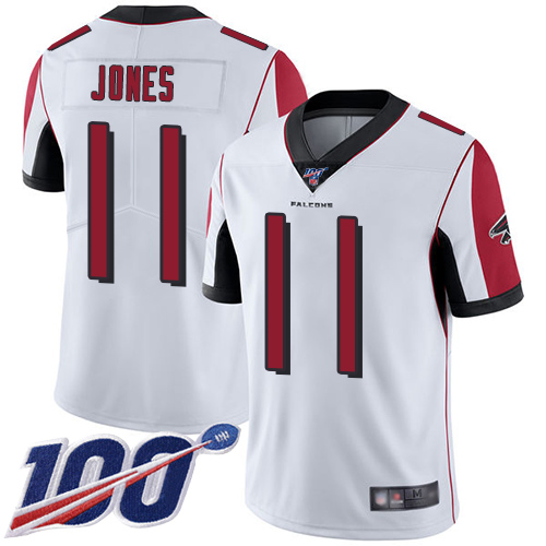 Nike Falcons #11 Julio Jones White Men's Stitched NFL 100th Season Vapor Limited Jersey Nike Falcons #11 Julio Jones White Men's Stitched NFL 100th Season Vapor Limited Jersey