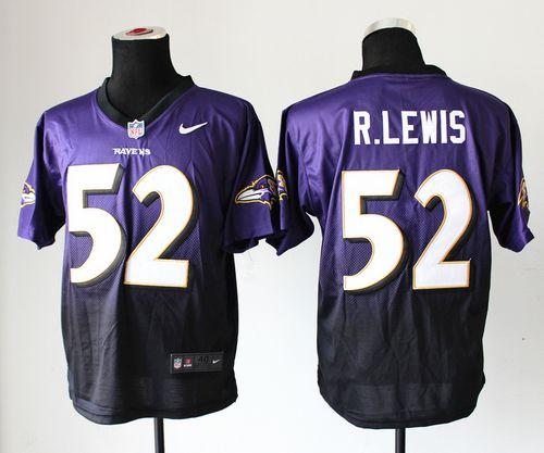 Nike Ravens #52 Ray Lewis Purple/Black Men's Stitched NFL Elite Fadeaway Fashion Jersey