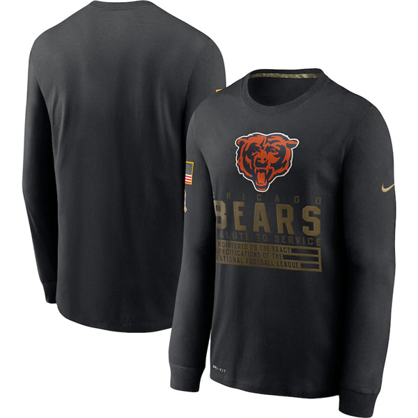 Men's Chicago Bears Black NFL 2020 Salute To Service Sideline Performance Long Sleeve T-Shirt