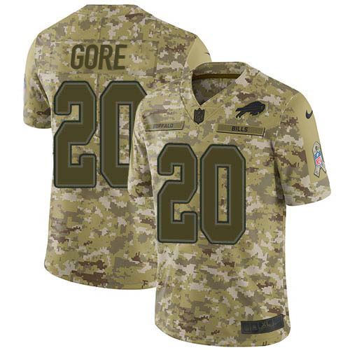 Nike Bills #20 Frank Gore Camo Men's Stitched NFL Limited 2018 Salute To Service Jersey Nike Bills #20 Frank Gore Camo Men's Stitched NFL Limited 2018 Salute To Service Jersey