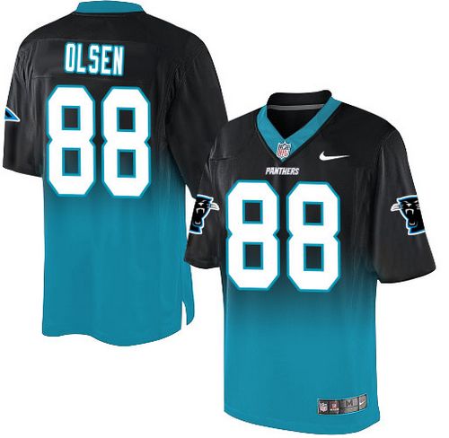 Nike Panthers #88 Greg Olsen Black/Blue Men's Stitched NFL Elite Fadeaway Fashion Jersey Nike Panthers #88 Greg Olsen Black/Blue Men's Stitched NFL Elite Fadeaway Fashion Jersey