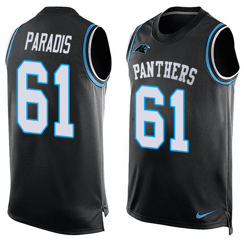 Nike Panthers #61 Matt Paradis Black Team Color Men's Stitched NFL Limited Tank Top Jersey Nike Panthers #61 Matt Paradis Black Team Color Men's Stitched NFL Limited Tank Top Jersey