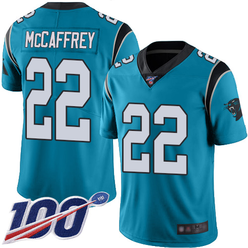 Nike Panthers #22 Christian McCaffrey Blue Alternate Men's Stitched NFL 100th Season Vapor Limited Jersey Nike Panthers #22 Christian McCaffrey Blue Alternate Men's Stitched NFL 100th Season Vapor Limited Jersey