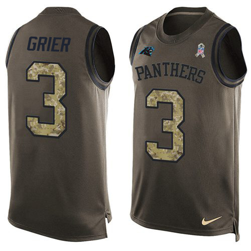 Nike Panthers #3 Will Grier Green Men's Stitched NFL Limited Salute To Service Tank Top Jersey Nike Panthers #3 Will Grier Green Men's Stitched NFL Limited Salute To Service Tank Top Jersey