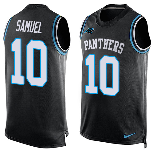 Nike Panthers #10 Curtis Samuel Black Team Color Men's Stitched NFL Limited Tank Top Jersey Nike Panthers #10 Curtis Samuel Black Team Color Men's Stitched NFL Limited Tank Top Jersey