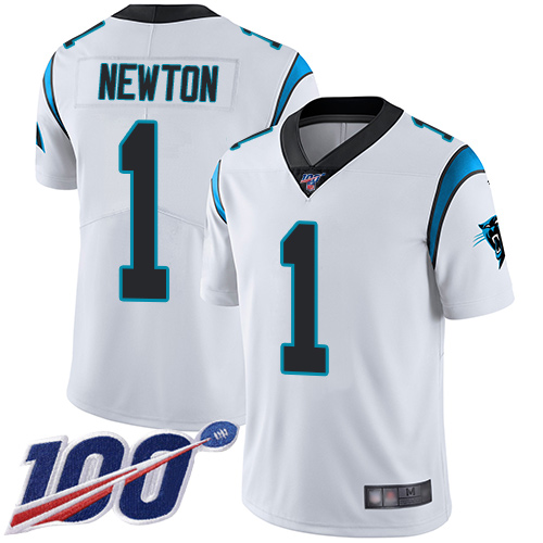 Nike Panthers #1 Cam Newton White Men's Stitched NFL 100th Season Vapor Limited Jersey Nike Panthers #1 Cam Newton White Men's Stitched NFL 100th Season Vapor Limited Jersey
