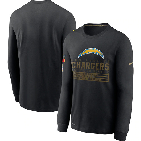 Men's Los Angeles Chargers Black NFL 2020 Salute To Service Sideline Performance Long Sleeve T-Shirt