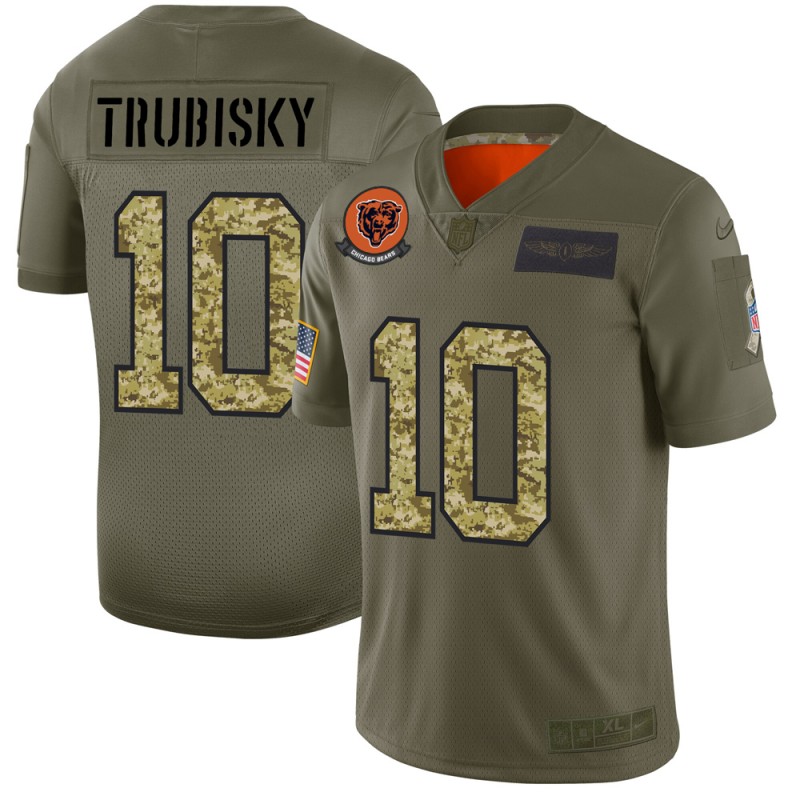 Chicago Bears #10 Mitchell Trubisky Men's Nike 2019 Olive Camo Salute To Service Limited NFL Jersey Chicago Bears #10 Mitchell Trubisky Men's Nike 2019 Olive Camo Salute To Service Limited NFL Jersey