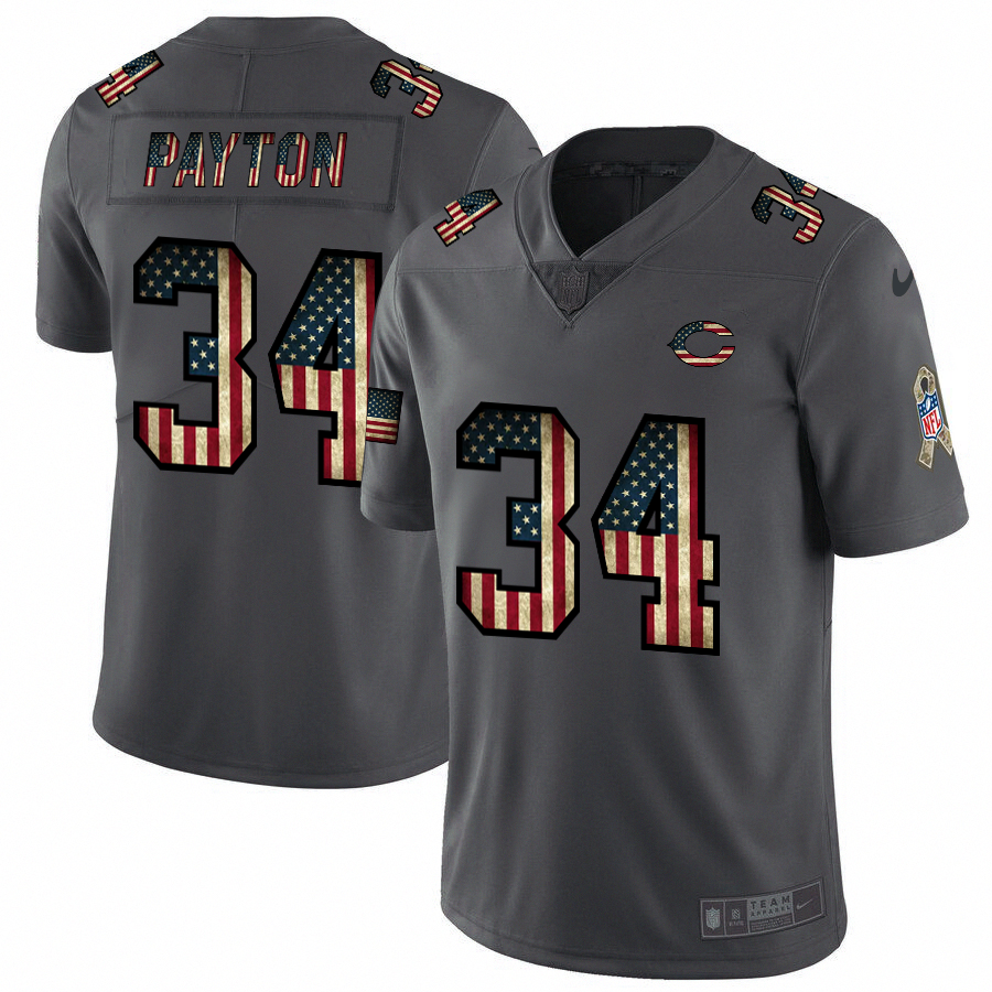 Nike Bears #34 Walter Payton 2018 Salute To Service Retro USA Flag Limited NFL Jersey