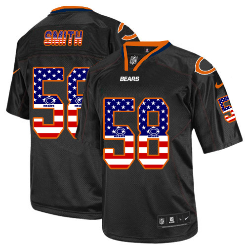Nike Bears #58 Roquan Smith Black Men's Stitched NFL Elite USA Flag Fashion Jersey Nike Bears #58 Roquan Smith Black Men's Stitched NFL Elite USA Flag Fashion Jersey