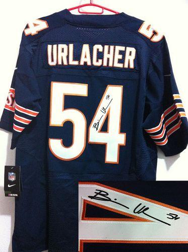 Nike Bears #54 Brian Urlacher Navy Blue Team Color Men's Stitched NFL Elite Autographed Jersey