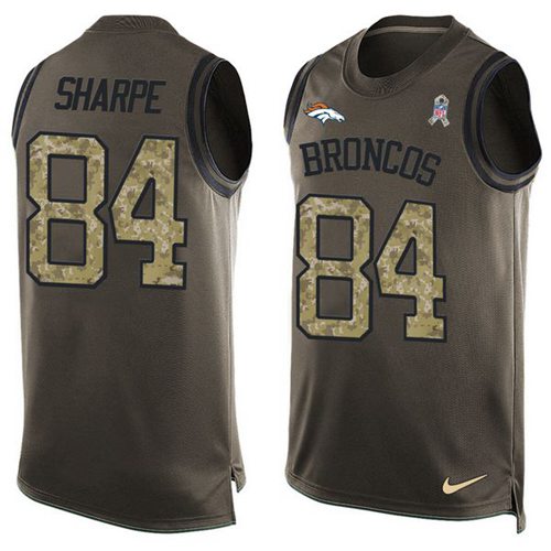 Nike Broncos #84 Shannon Sharpe Green Men's Stitched NFL Limited Salute To Service Tank Top Jersey Nike Broncos #84 Shannon Sharpe Green Men's Stitched NFL Limited Salute To Service Tank Top Jersey