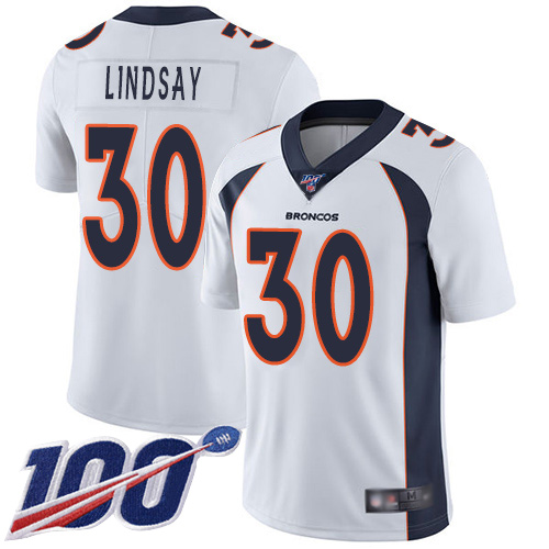 Nike Broncos #30 Phillip Lindsay White Men's Stitched NFL 100th Season Vapor Limited Jersey Nike Broncos #30 Phillip Lindsay White Men's Stitched NFL 100th Season Vapor Limited Jersey