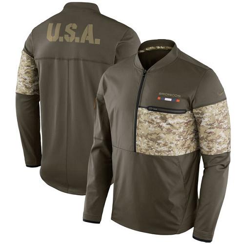 Men's Denver Broncos Nike Olive Salute to Service Sideline Hybrid Half-Zip Pullover Jacket Men's Denver Broncos Nike Olive Salute to Service Sideline Hybrid Half-Zip Pullover Jacket