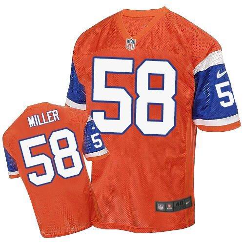 Nike Broncos #58 Von Miller Orange Throwback Men's Stitched NFL Elite Jersey Nike Broncos #58 Von Miller Orange Throwback Men's Stitched NFL Elite Jersey