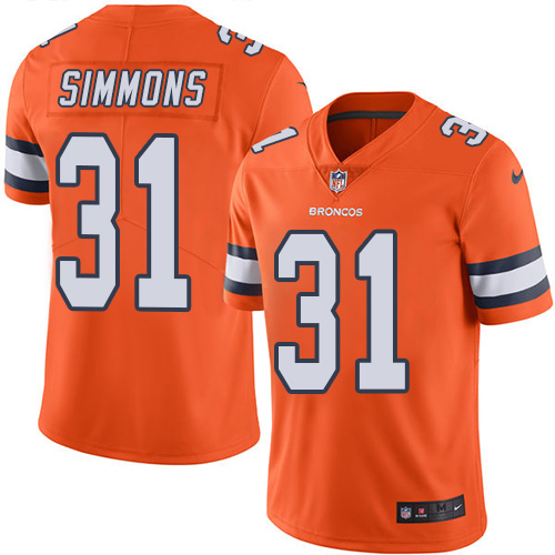 Nike Broncos #31 Justin Simmons Orange Men's Stitched NFL Limited Rush Jersey Nike Broncos #31 Justin Simmons Orange Men's Stitched NFL Limited Rush Jersey