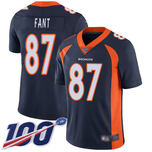 Nike Broncos #87 Noah Fant Navy Blue Alternate Men's Stitched NFL 100th Season Vapor Limited Jersey Nike Broncos #87 Noah Fant Navy Blue Alternate Men's Stitched NFL 100th Season Vapor Limited Jersey