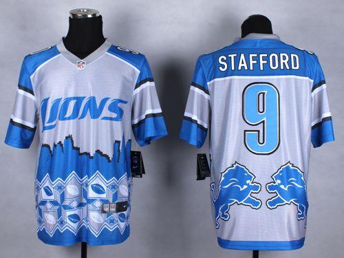 Nike Lions #9 Matthew Stafford Blue Men's Stitched NFL Elite Noble Fashion Jersey
