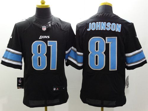 Nike Lions #81 Calvin Johnson Black Alternate Men's Stitched NFL Elite Jersey