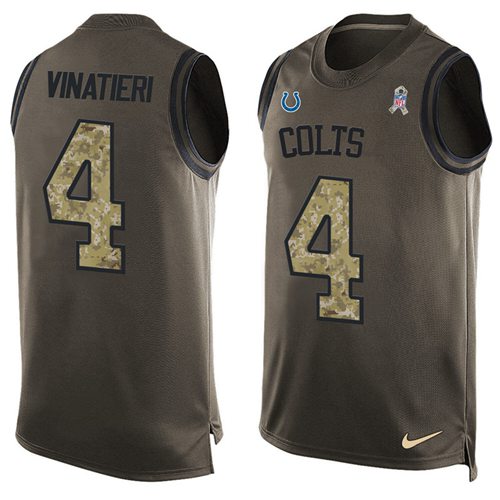 Nike Colts #4 Adam Vinatieri Green Men's Stitched NFL Limited Salute To Service Tank Top Jersey Nike Colts #4 Adam Vinatieri Green Men's Stitched NFL Limited Salute To Service Tank Top Jersey