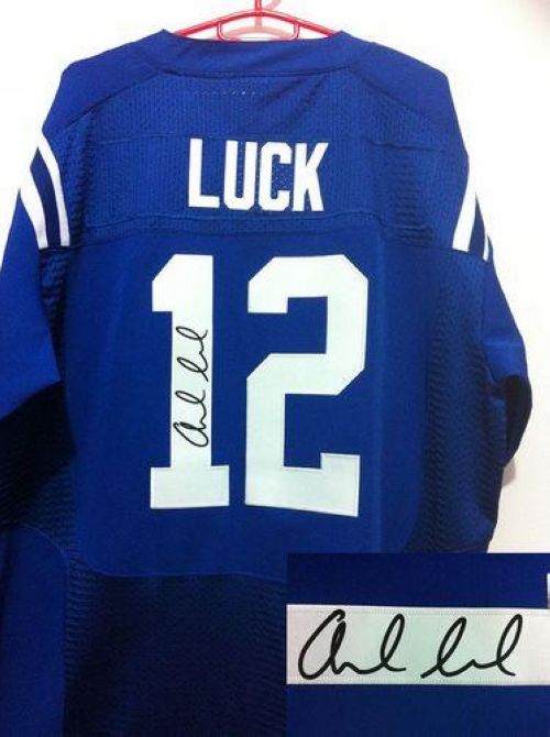 Nike Colts #12 Andrew Luck Royal Blue Team Color Men's Stitched NFL Elite Autographed Jersey Nike Colts #12 Andrew Luck Royal Blue Team Color Men's Stitched NFL Elite Autographed Jersey