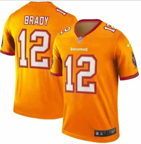 Men's Tampa Bay Buccaneers #12 Tom Brady Orange NFL Stitched Jersey