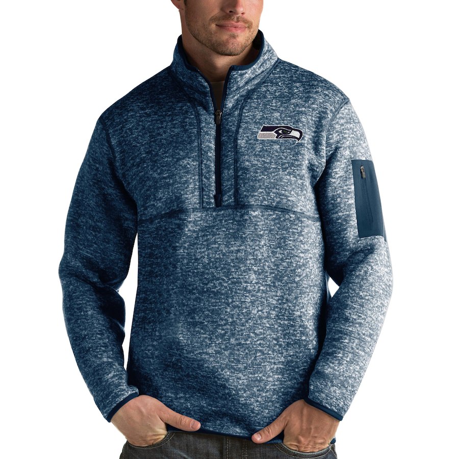Seattle Seahawks Antigua Fortune Quarter-Zip Pullover Jacket Navy Seattle Seahawks Antigua Fortune Quarter-Zip Pullover Jacket Navy