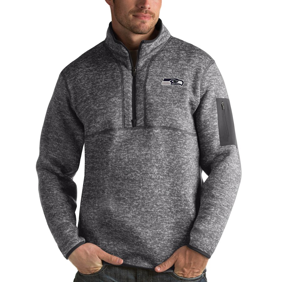 Seattle Seahawks Antigua Fortune Quarter-Zip Pullover Jacket Charcoal Seattle Seahawks Antigua Fortune Quarter-Zip Pullover Jacket Charcoal