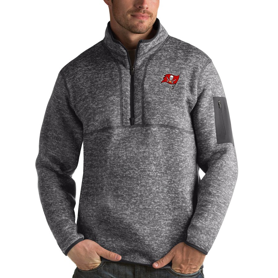 Tampa Bay Buccaneers Antigua Fortune Quarter-Zip Pullover Jacket Charcoal Tampa Bay Buccaneers Antigua Fortune Quarter-Zip Pullover Jacket Charcoal