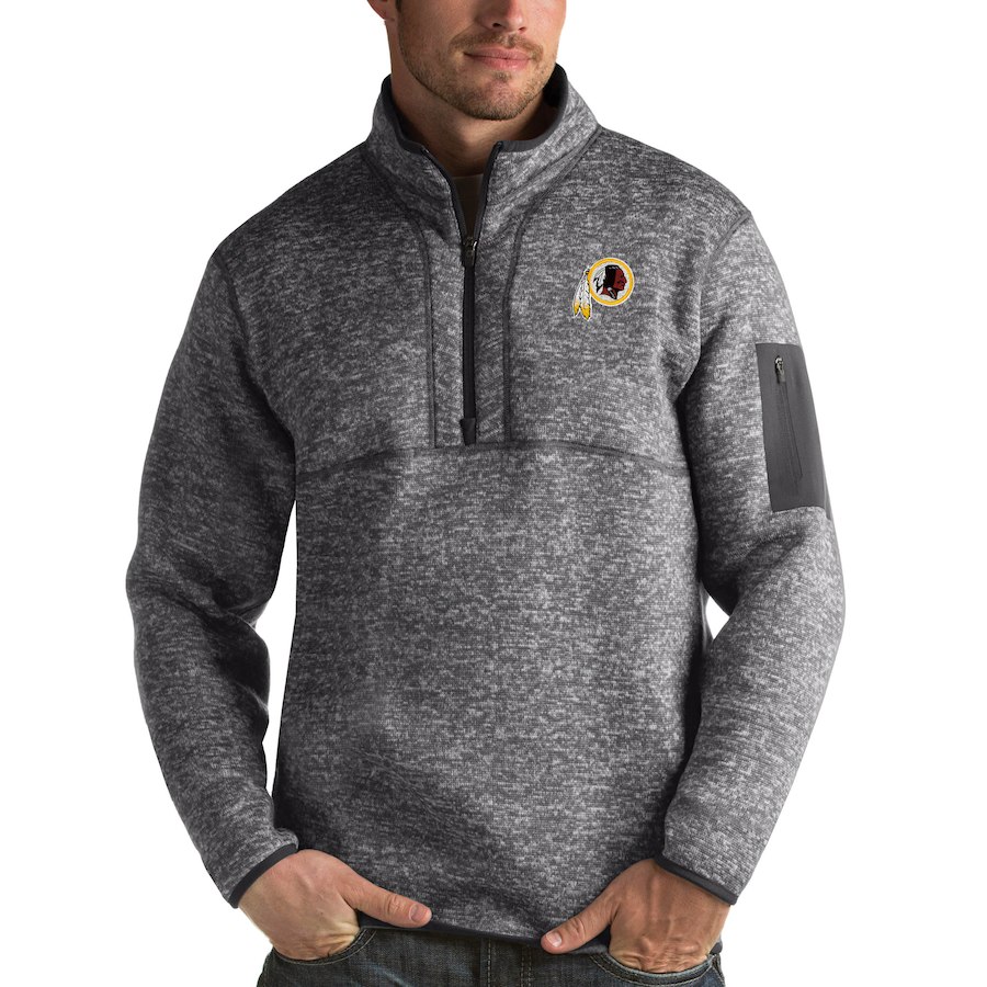 Washington Redskins Antigua Fortune Quarter-Zip Pullover Jacket Charcoal Washington Redskins Antigua Fortune Quarter-Zip Pullover Jacket Charcoal