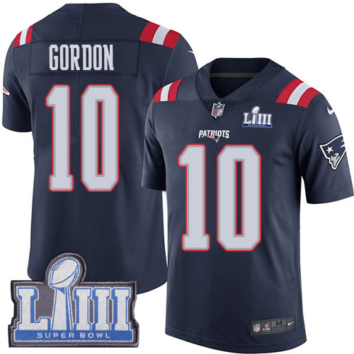Nike Patriots #10 Josh Gordon Navy Blue Super Bowl LIII Bound Men's Stitched NFL Limited Rush Jersey Nike Patriots #10 Josh Gordon Navy Blue Super Bowl LIII Bound Men's Stitched NFL Limited Rush Jersey