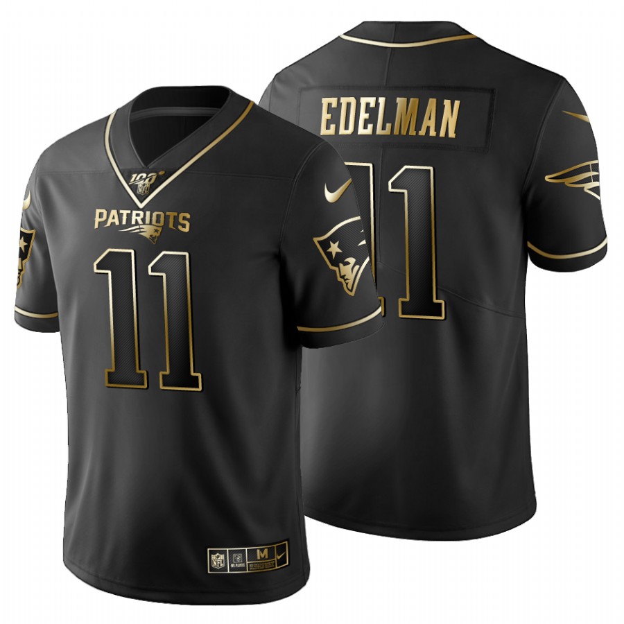 New England Patriots #11 Julian Edelman Men's Nike Black Golden Limited NFL 100 Jersey New England Patriots #11 Julian Edelman Men's Nike Black Golden Limited NFL 100 Jersey