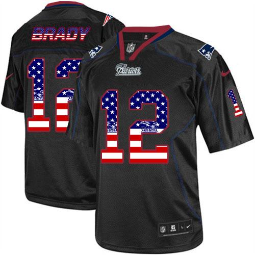 Nike Patriots #12 Tom Brady Black Men's Stitched NFL Elite USA Flag Fashion Jersey Nike Patriots #12 Tom Brady Black Men's Stitched NFL Elite USA Flag Fashion Jersey