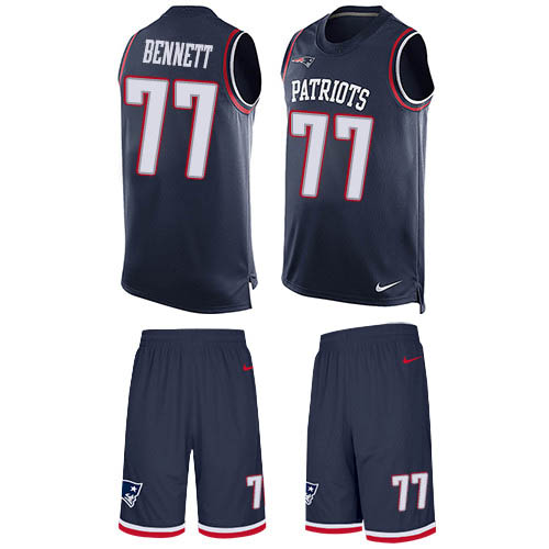 Nike Patriots #77 Michael Bennett Navy Blue Team Color Men's Stitched NFL Limited Tank Top Suit Jersey