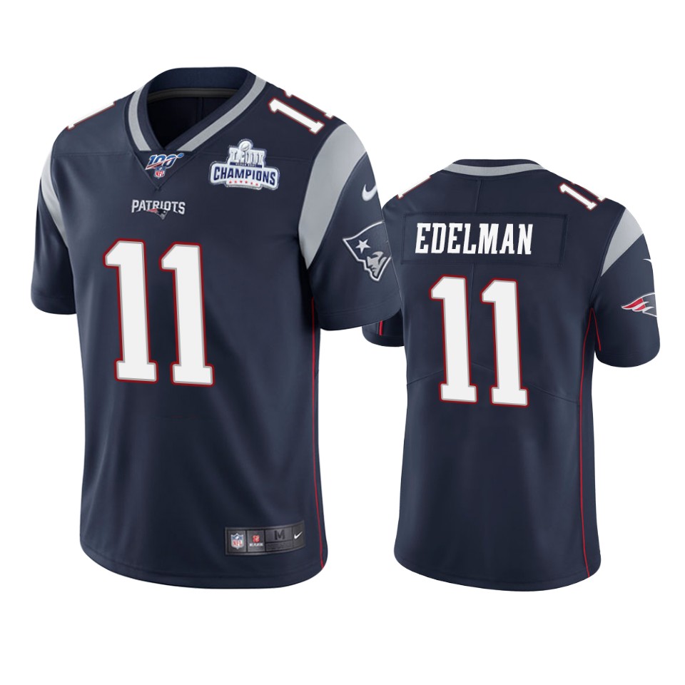 New England Patriots #11 Julian Edelman Navy Super Bowl LIII Champions Vapor Limited NFL Jersey New England Patriots #11 Julian Edelman Navy Super Bowl LIII Champions Vapor Limited NFL Jersey