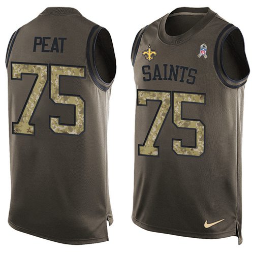 Nike Saints #75 Andrus Peat Green Men's Stitched NFL Limited Salute To Service Tank Top Jersey Nike Saints #75 Andrus Peat Green Men's Stitched NFL Limited Salute To Service Tank Top Jersey